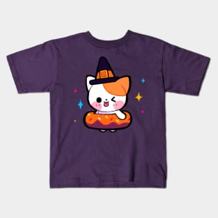 Donut Cat Witch Kids T-Shirt